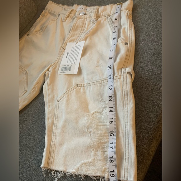 FRAME Denim Le Slouch Off White distressed Bermuda Short size 23. Retail $248 - Picture 11 of 11